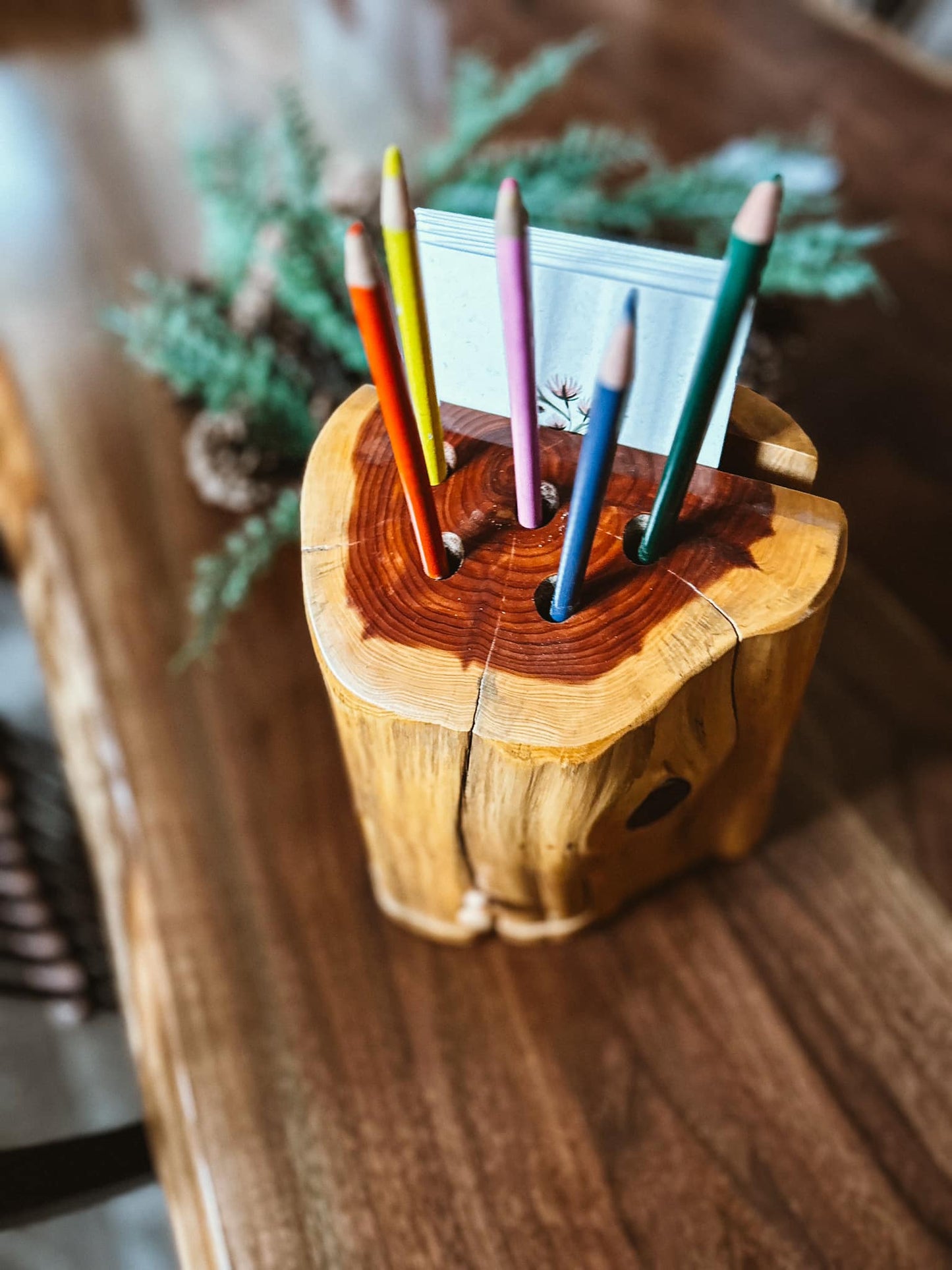 Cedar Pencil Holder with Drawer