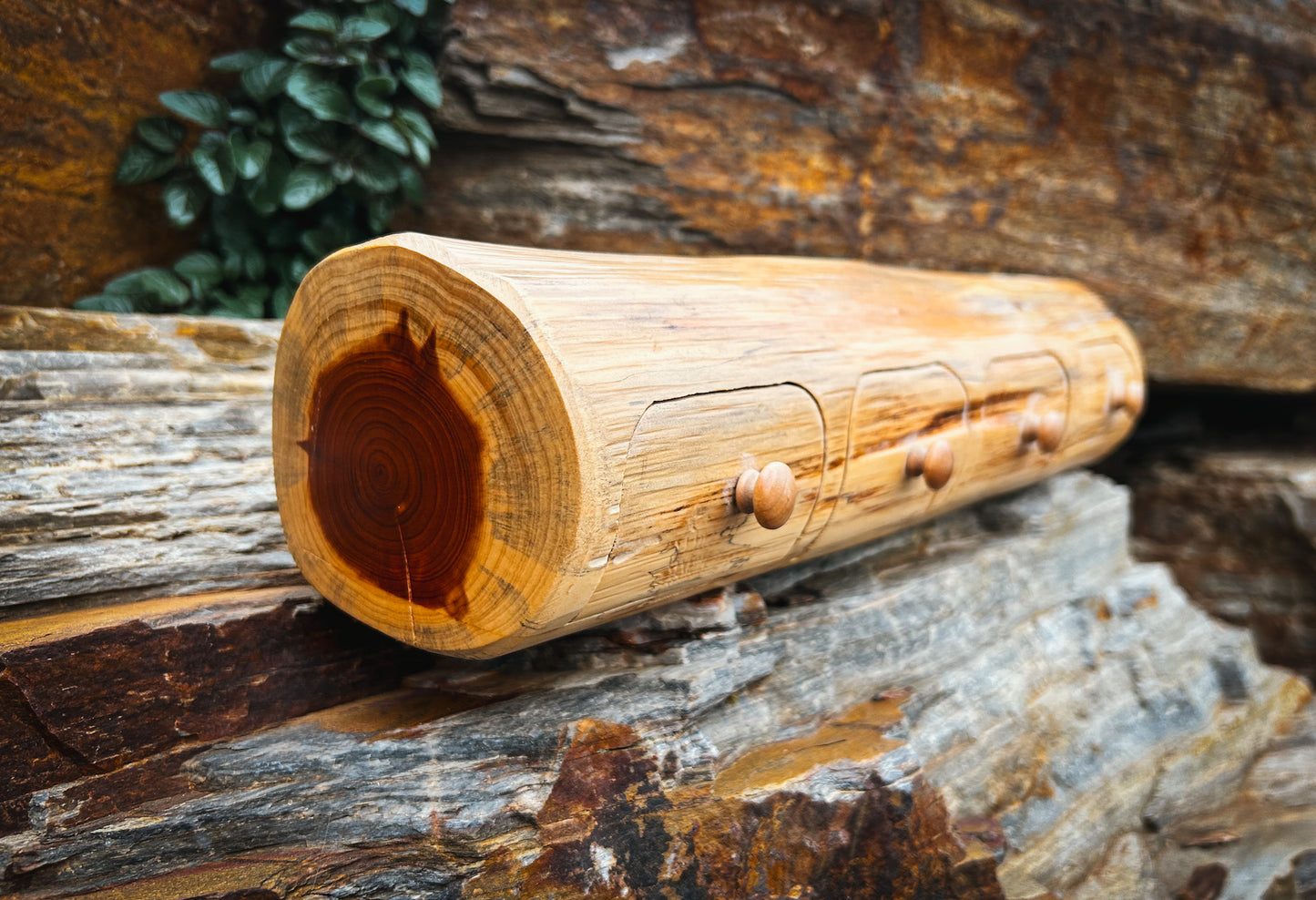 Handcrafted Cedar Log Jewelry Box
